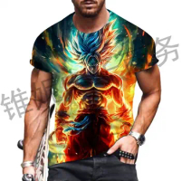 Men's T Shirt 2024 Goku Vegeta Dragon Ball Z Short Sleeve Tee Summer Anime Y2k New Tops Saiyan Trend Harajuku Oversized 110-6XL
