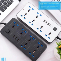 【COD】 EU/UK/US Plug Power Strip 2M Extension Cable Electrical Socket Adapter With 3 USB Multiprise T