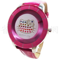 《省您錢購物網》全新~HELLO KITTY彩虹網點秒盤合金錶-粉色(HKFR912-01B)