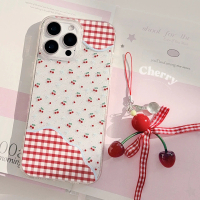 Ốp lưng mềm trong suốt iPhone, thiết kế Cherry Lưới lấp lánh