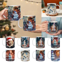 Creative 3D Christmas Ceramic Mug Unique Space Design Snowman Santa Coffee Cup Tea Milk Mug Christmas Gifts For Kids Adults