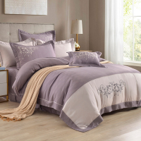 織眠家族 40支萊賽爾 緹花設計 兩用被床包組-典藏緹花-紫(雙人)