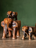 泰國創意實木兒童大象換鞋凳原木矮凳家用小板凳木凳木頭墩子凳子