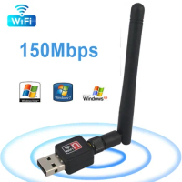 150Mbps USB WiFi Adapter 2dBi Antenna Wireless Ethernet LAN Dongle 802.11n/g/b MT7601 RTL8188 Network Card for Laptops Windows