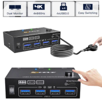 USB LAN Switch HDMI-compatible/USB3.0 KVM Switch Internet Splitter Switch Adapter Multi-function 4K@60Hz HDMI-compatible Switch