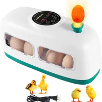KLYM Small train egg incubator, 8eggs poultry hatcher with humidity temperature control,LED candle holder and display incubator