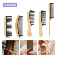 Hot Sale Natural Bamboo Wooden Tail Hair Combs Anti-Static Hairs Care Healthy Massage Close-Tooth Comb For Women