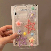 เคสโทรศัพท์ INS Yk2 Rainbow Stars สำหรับ iPhone 11, 12, 13, 14 และ 16 Pro Max, เคส Pro Max, 15plus,