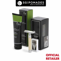 Edwin Jagger DE87 Imitation Ivory Razor  Shaving Cream Gift Set Aloe Vera-SGPOMADES