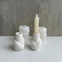 Rope Knot Candle Holder Silicone Mold Nordic Long Candlestick Cement Plaster Mould DIY Flower Pot Mold Resin Candle Stand Molds