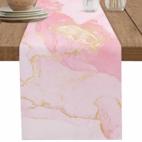 Marble Texture Pink Table Runner Luxury Wedding Decor Table Runner Home Dining Holiday Decor Tablecloth