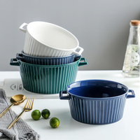 湯碗大號大碗家用創意北歐餐具飯碗泡面碗湯盆陶瓷碗個性雙耳湯碗
