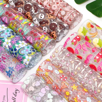 20cm*30cm Jelly Vinyl Rolls Holloween Candy Flowers Printed PVC Fabric Leather For Bows Shoes Handbags J1624