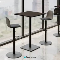 Dekoruma MASON Meja Bar Dengan Top Kayu Minimalis / Meja Cafe 60x60CM New London Elm - Cokelat Tua