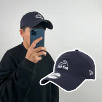 【NEW ERA】棒球帽 Mountain Logo Cap 深藍 白 940帽型 可調式帽圍 刺繡 老帽 帽子(NE13957187)