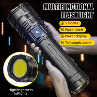 Waterproof Rechargeable LED Flashlight 1000W Super Bright Spotlight Laser Spotlight Anxiety Spotligh