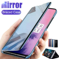 Smart Mirror Flip Phone Case For OnePlus 8T 360 Flip Stand Holder Full Cover Case For one Plus 8T 1+8t Phone Cover