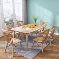 桌子 餐桌 實木桌 四人桌 北歐全實木餐桌椅組合吃飯桌子家用餐廳現代簡約餐桌長方形小戶型