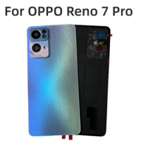 Original Back Cover Spare Parts For OPPO Reno 7 Pro Tempered Glass Back Battery Cover Door Housing+ Camera Frame