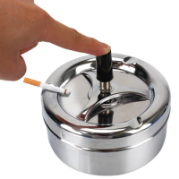 C igarette Ashtray Stainless Steel Press Rotating Lid C igarette Ash Tray Spinning Plain Ashtray For Home Office Hotel