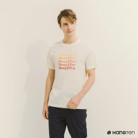 【Hang Ten】男裝-有機棉美式復古LOGO印花T恤(米白)