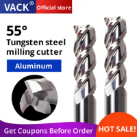 VACK HRC55 End Mill Aluminum Carbide Milling Cutter 3 Flute Tungsten Steel Cnc Alloy Coating Router Bits 4mm 6mm 8mm 10mm 12mm