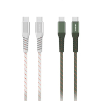 【Philips 飛利浦】2色可選-Type-C to Type-C 240W 不打結磁吸收納編織線 150cm(DLC4588C)