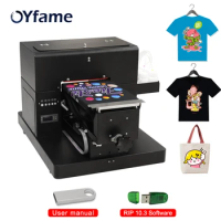 OYfame A4 DTG Printer t shirt printing machine for dark and light tshirt clothes garment printing textile ink dtg printer bundle