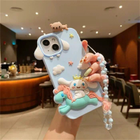 3D Jade Gui Dog Suitable For 13 Phone Cases iPhone 12 11 15 14 Pro Max Anti Drop Silicone Tape Hand Rope Protector