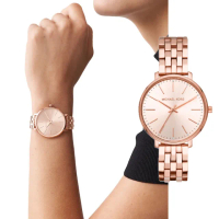 【Michael Kors 官方直營】Pyper 時刻閃耀女錶 玫瑰金鍊帶指針手錶 38MM MK3897