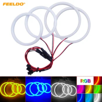 FEELDO 2X106mm 2X126mm Auto Halo Rings Cotton Lights SMD LED Angel Eyes for Ford Focus 05+ DRL 4-Color #HQ3667