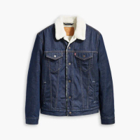 【LEVIS 官方旗艦】男款 牛仔外套/Type3經典修身版型/深藍/Sherpa棉花絨 熱賣單品 16365-0084