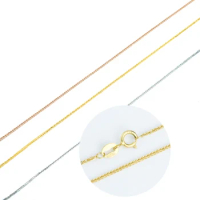 Real 18k Yellow Rose White Gold Chain Luck Wheat Chain Thin Necklace 16inch 18inch