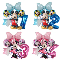 1set Disney Mickey Minnie Mouse Boys Girl Birthday Party Decor Kids Toys Ballon 1 2 3 4 5 6 7st Baby Shower Supplies Air Globos