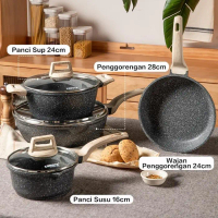 CAROTE Essential Woody Antilengket Peralatan Masak 7PCS Peralatan Dapur Cocok Untuk Semua Kompor Waj