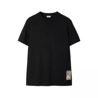 BURBERRY [12.12 Dealcember] Check Label Cotton T-Shirt Black