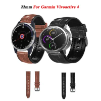 22mm Smartwatch For Garmin Fenix Chronos Vivoactive 4/VENU 965 265 Silicone+Leather Strap Bracelet Correa Watchbands Accessories