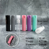 Botol Parfum Mini Travel Size Spray 10ml MODEL BULAT - Botol Kaca - Plastik Casing - untuk Decant Pa