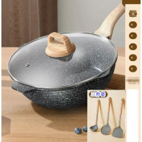 麥飯石不粘鍋【加厚麥飯石煎炒鍋【配鍋鏟三件套】【規格：30CM】 