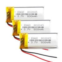 3 x 3.7V 800mAh Lipo Polymer Lithium Rechargeable Battery 802045 For MP3 GPS DVD Bluetooth Recorder Headset Camera Smart Watch