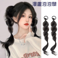 【巴黎精品】現貨+預購 女假辮子長假髮透氣假髮片輕量隱形增髮量假髮接髮 兩入(泡泡辮仿真髮圈4色a1cs45)