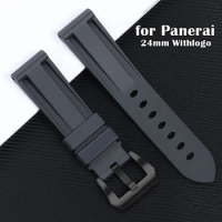 Rubber Band for Panerai Sport Bracelet 24mm Wristband Smart Watch Replacement Strap Stainless Steel Pin Buckle Watch Accessories