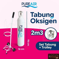 Pureair Oksigen 2m3 Tabung Isi Oxygen O2 2000L Set Tabung + Trolley