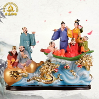 八仙過海擺件 龍船八仙神像工藝擺設吉祥家居風水保平安人物擺件
