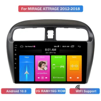 9 Inch 2 Din Android 10.0 Car MP5 Player 2+16GB Wifi Bluetooth GPS Navigation For Mitsubishi Mirage Attrage 2012-2018