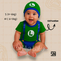 Arkhababy baju bayi jumper bayi Kostum  bayi motif Mario Pakaian bayi Mario