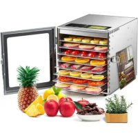 Food-Dehydrator Machine 8 Stainless Steel Trays, 500W Dehydrator for Herbs, Meat Dehydrator for Jerky, 190ºF Temperature