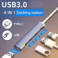 Type C USB3.0 Extender Hub Docking Station HUB 3.0 Splitter Multiport Slim USB Hub Adapter 4 Ports OTG USB 3.0 Cable Connectors