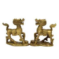 Copper Kirin ornaments a pair of pure copper living room porch office fortune Fire Kirin ornaments