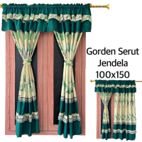 tirai gorden korden jendela serut 100x150 motif bunga tulip Kain Katun